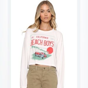 Daydreamer Beach Boys White Cropped Boxy Long Sleeve Shirt Size S NEVER WORN NWT